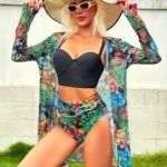 71b9a10f-a38a-49fb-a131-dca50c3c61f7.webp 3pack Tropical Print Push Up High Waisted Bikini Swimsuit & Kimono
