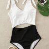 8b939cbd-ee3e-4bcf-aaf6-71a32fab0b89.jpeg Two Tone Rib Cut-out One Piece Swimsuit