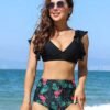 9071a359-bff7-475a-9828-063642c0a9b3.jpg Tropical Print Ruffle Trim Bikini Swimsuit