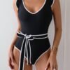One-Piece Black Ruffle Swimsuit