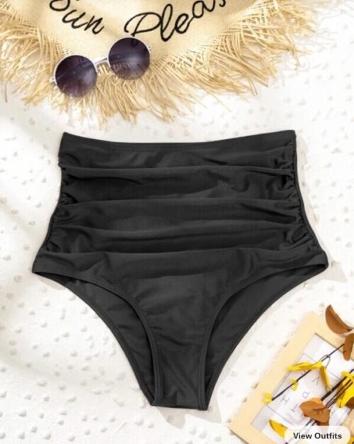 bd562e10-1eb6-4c95-857a-c4afabf61f17.jpg Black Ruched High Waisted Bikini Panty