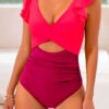 de260a85-675a-4426-9631-b45c4483a323.jpeg 2 Color Red One Piece Solid Ruffle Swimwear