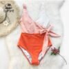 Cupshe Orange And White Colorblock One-piece Swimsuit