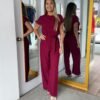 Burgundy Jumpsuit with adjustable waist