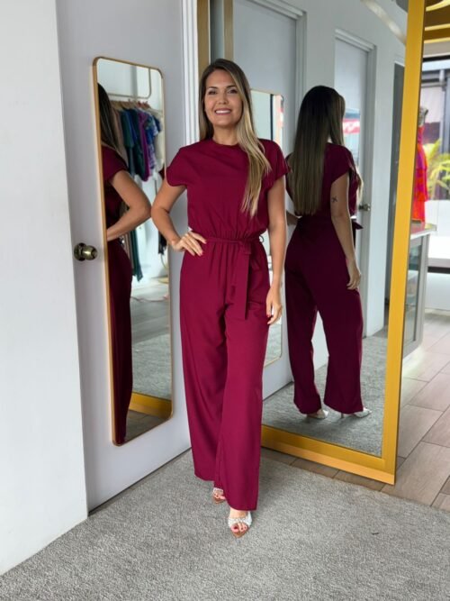 Burgundy Jumpsuit with adjustable waist