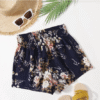 Shorts floral de cintura fruncido