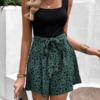 Green Dalmatian Print Belted Tank Romper