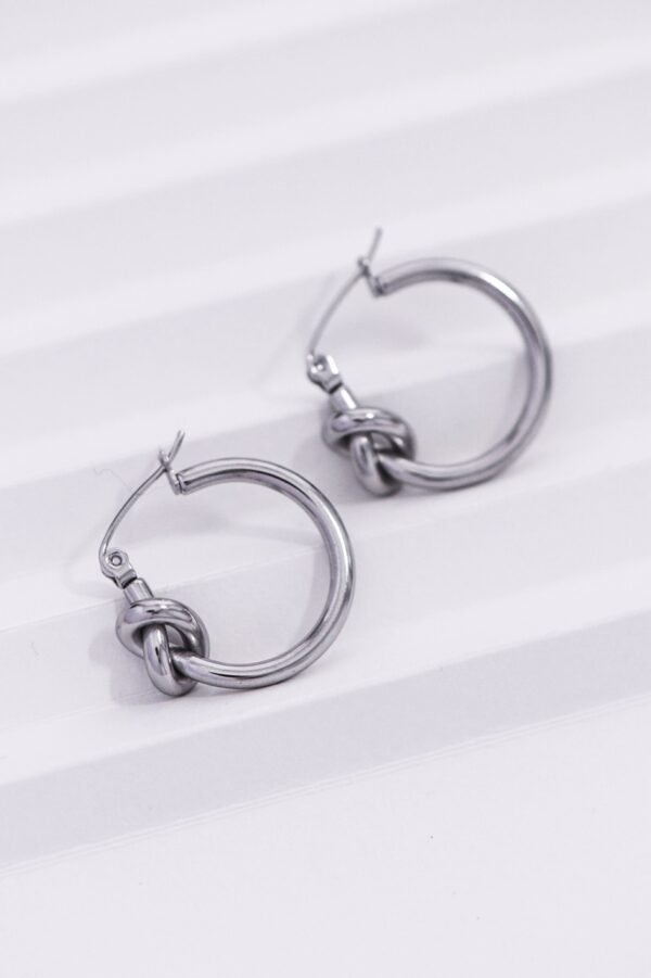 Pleated Stainless Steel Knot Hoop Earrings