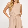 Beige Sleeless Air Flow Romper