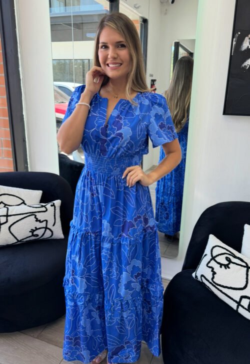 Maris Floral Palmer Poplin Tiered Maxi Dress