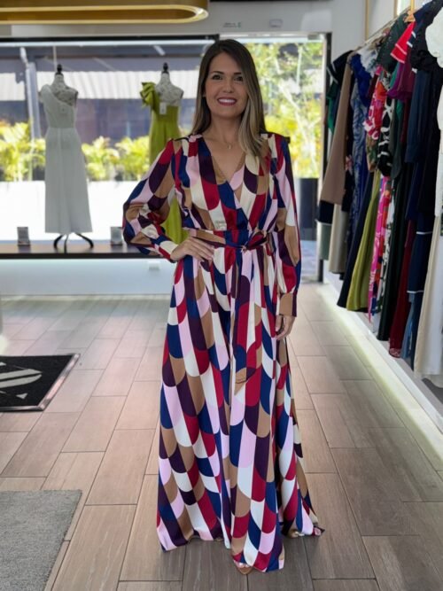 17bd6925-8339-487b-8930-9d64259876f3.jpeg Navy & Red Long Sleeve Elastic Waisted Belted Maxi Dress