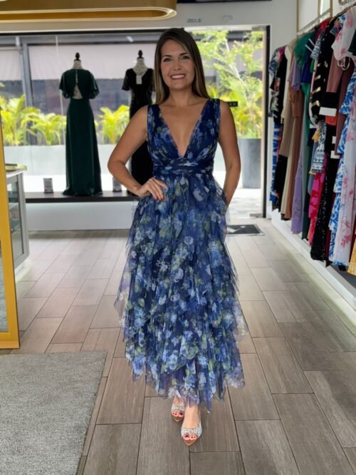 19478686-f6f3-4ac9-9e88-9fe91120002e.jpg Floral Deep V-Neck Mesh Layered Tulle Midi Dress