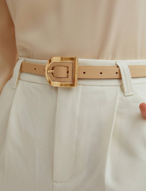 MOTF PREMIUM PUNCHED APRICOTCOLORED LEATHER BELT WITH BUCKLE,SCHOOL