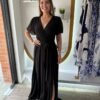 Black Short Sleeve Maxi Dress