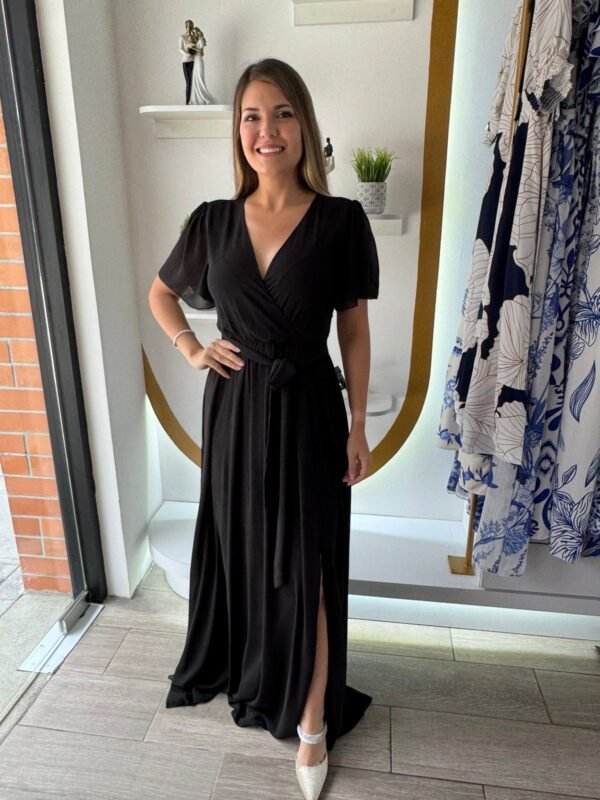 Black Short Sleeve Maxi Dress