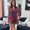 Tropical Surplice Mini Dress