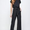 Black Solid Jumpsuit with Adjustable Waist