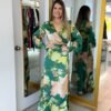 Green Multifloral Long Sleeve Wrap Maxi Dress