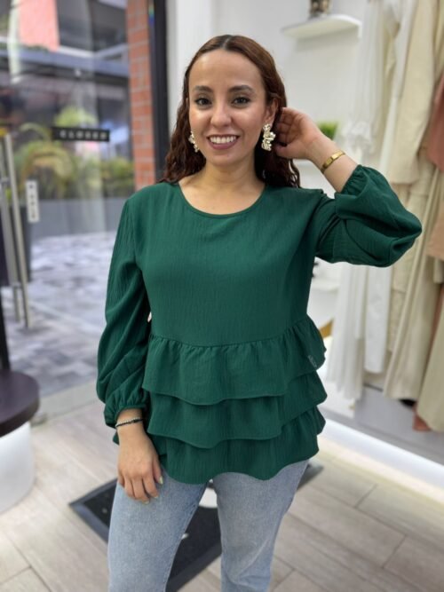 3ac1cbf1-d5a0-4c59-ae92-ae240a3be421.jpg Huntergreen Ruffle Blouse