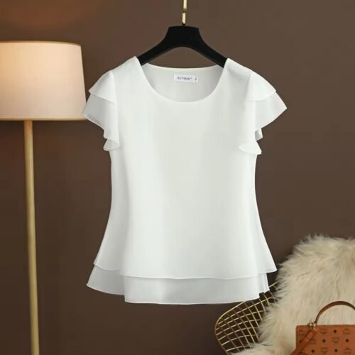 5ca7fe00-3fc2-4474-89b4-708169d6eaea.jpeg White Blouse Loose O-Neck Chiffon