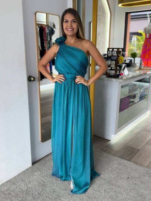 5f3f13bb-8ce4-4e0c-b5bd-ff43422eacca.jpg Teal On SHoulder Maxi Dress