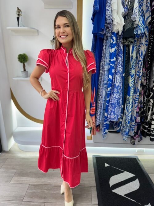 6075ca27-24f3-4351-95d0-cf6f7086440b.jpeg Red Davie Button Down Midi Dress