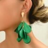 Green Bohemian Petal Earrings