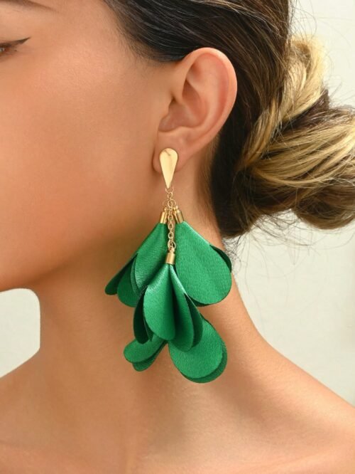 Green Bohemian Petal Earrings