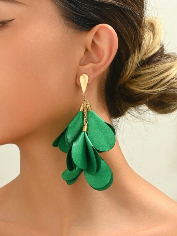 Green Bohemian Petal Earrings