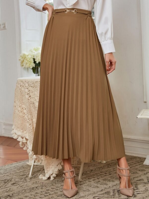 6e0febef-9864-4325-84ad-f25d1487980e.jpeg Camel D-ring Pleated Skirt