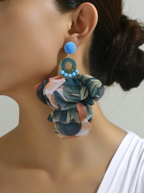 Long Tropical Yarn Earrings