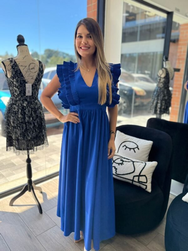 Royal Blue V Neck Maxi Dress