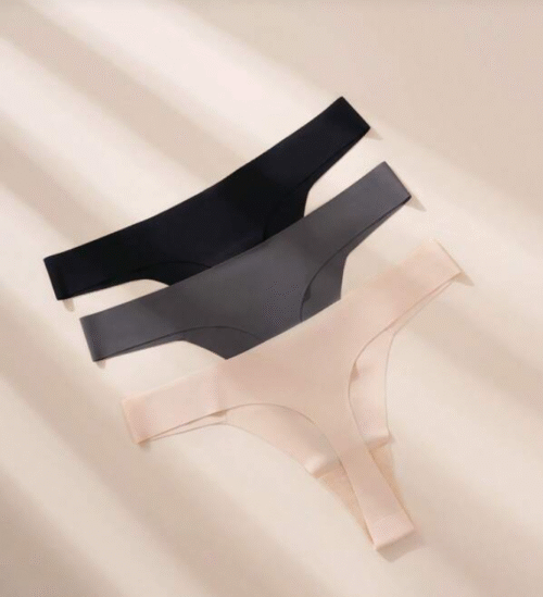 Black/Beige 3pack Solid No Show Panty Set