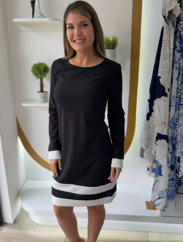 Clasi Women's Black And White Striped Tee Dress