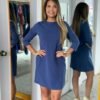 Denim Blue Solid Dress