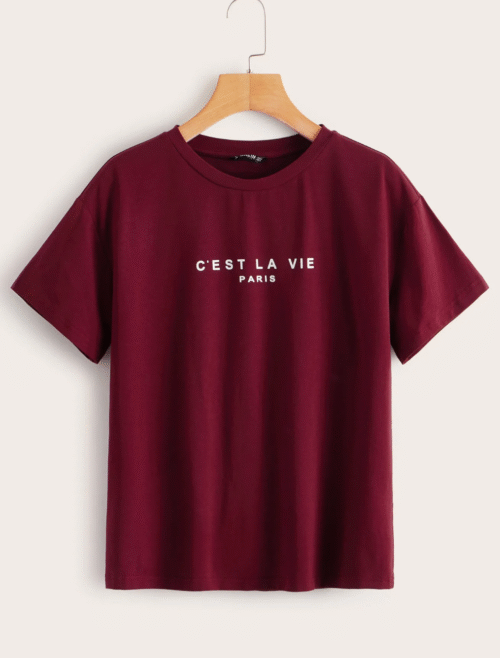 9bc2c77c-ed92-4ff4-aedf-285c2f3527f9.png Burgundy Slogan Graphic Tee