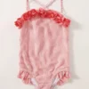 Baby Girl Striped Appliques One Piece Swimsuit