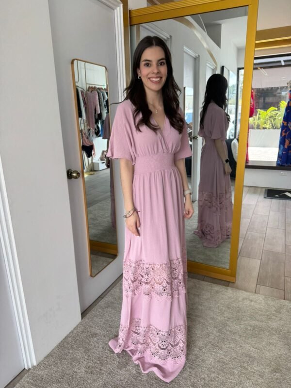 Pink Solid Color Maxi Dress