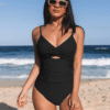 CUPSHE Black Twisted Ruched One-Piece Swimsuit