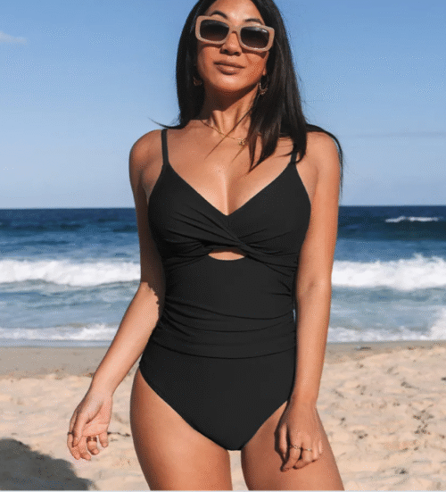 c92e3168-07bd-4c39-9bed-79383d57111e.png CUPSHE Black Twisted Ruched One-Piece Swimsuit