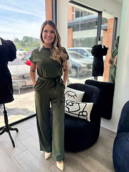 Olive Jumpsuit with Adjustable Waist