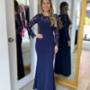 Navy Open Back Maxi Dress