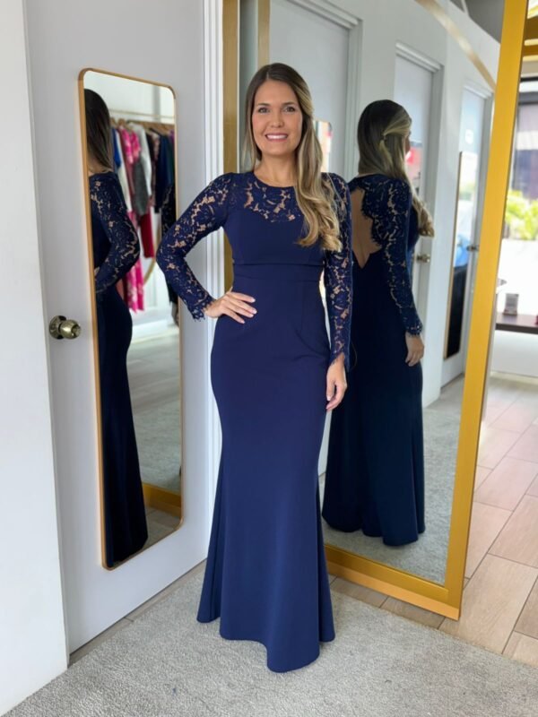 Navy Open Back Maxi Dress