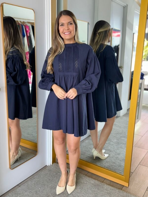 fd18f462-9f49-4061-8c0d-f85644226a86.jpeg Navy Long Sleeve Mini Dress with Lace